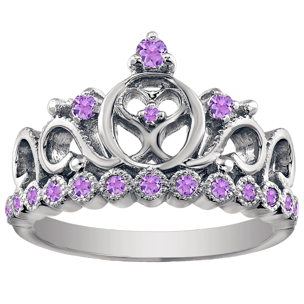 18K Gold Princess Heart Crown Ring