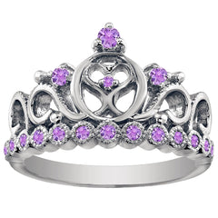 18K Gold Princess Heart Crown Ring