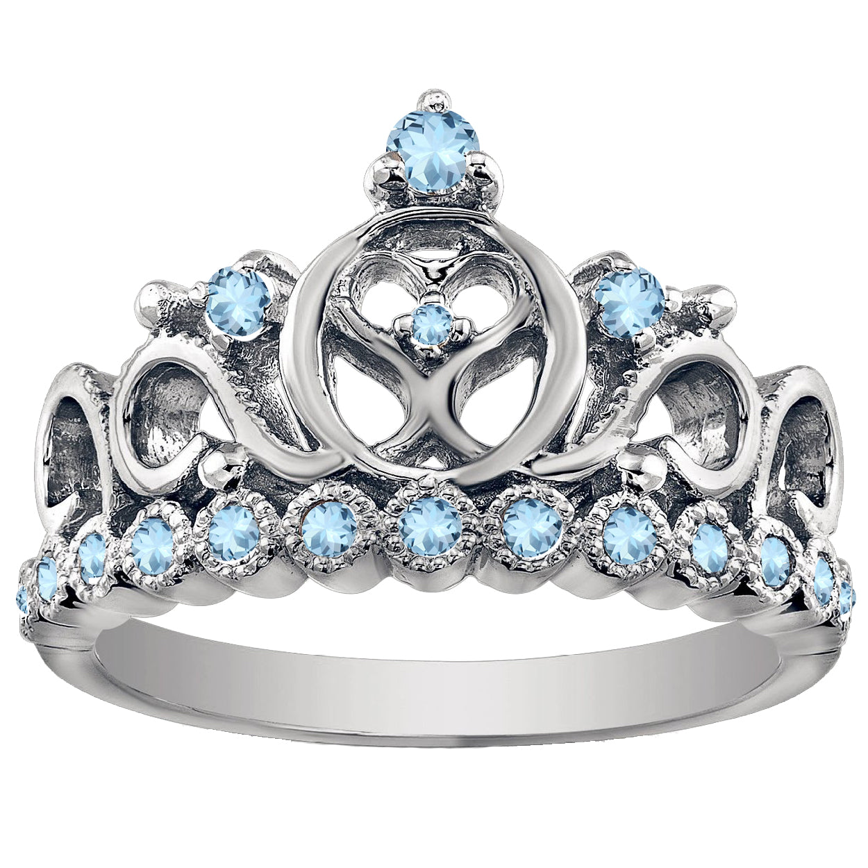 18K Gold Princess Heart Crown Ring