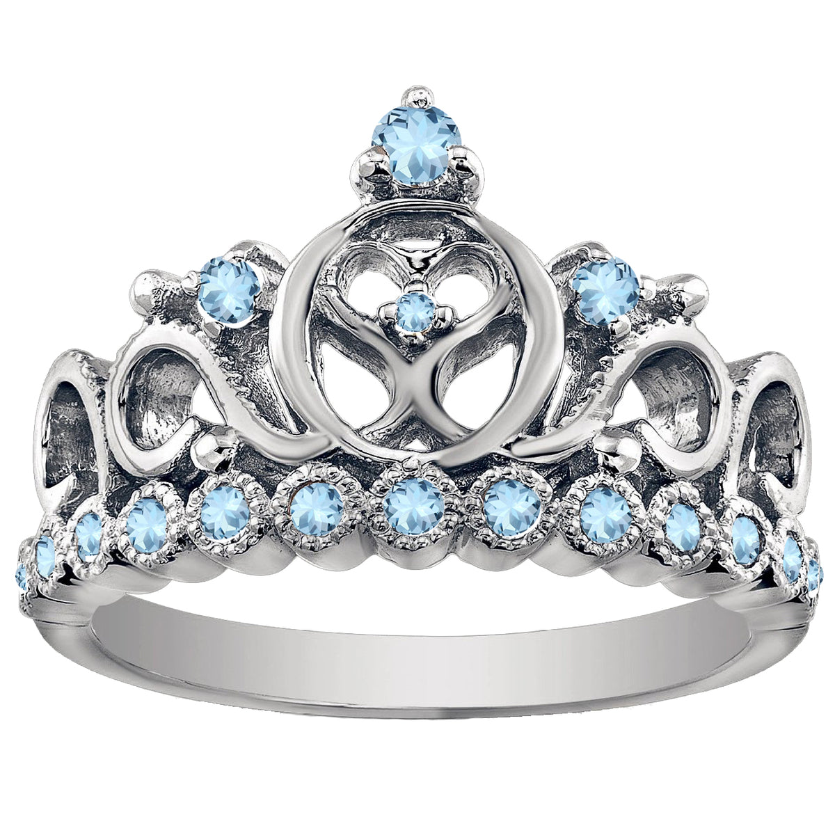 18K Gold Princess Heart Crown Ring