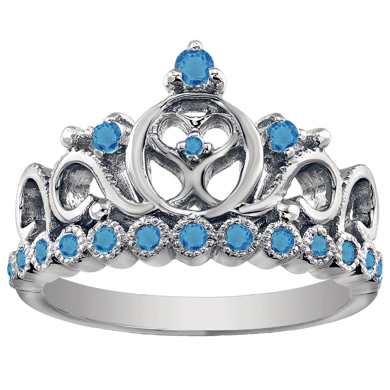 18K Gold Princess Heart Crown Ring