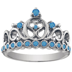 18K Gold Princess Heart Crown Ring