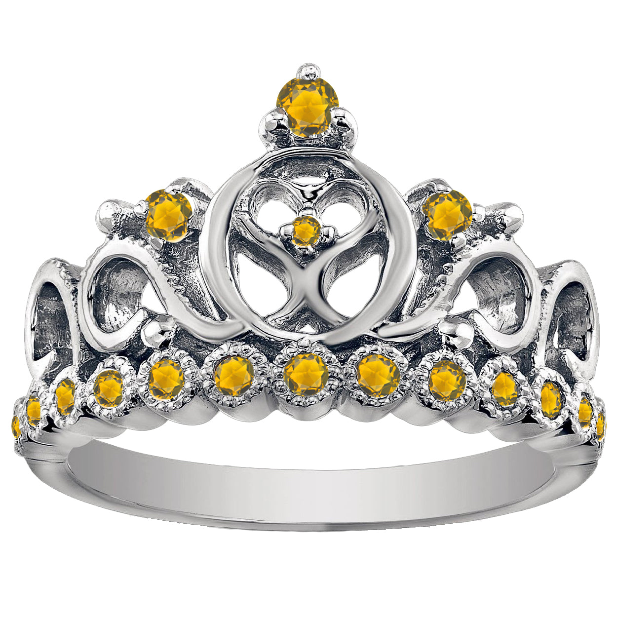 18K Gold Princess Heart Crown Ring