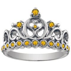 18K Gold Princess Heart Crown Ring