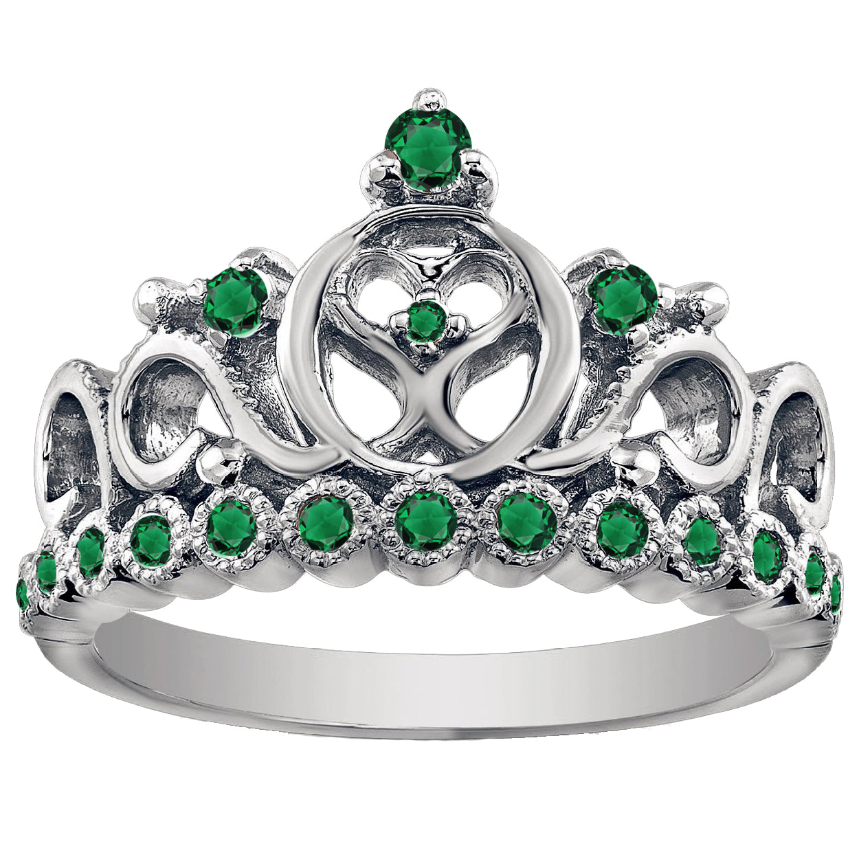 18K Gold Princess Heart Crown Ring