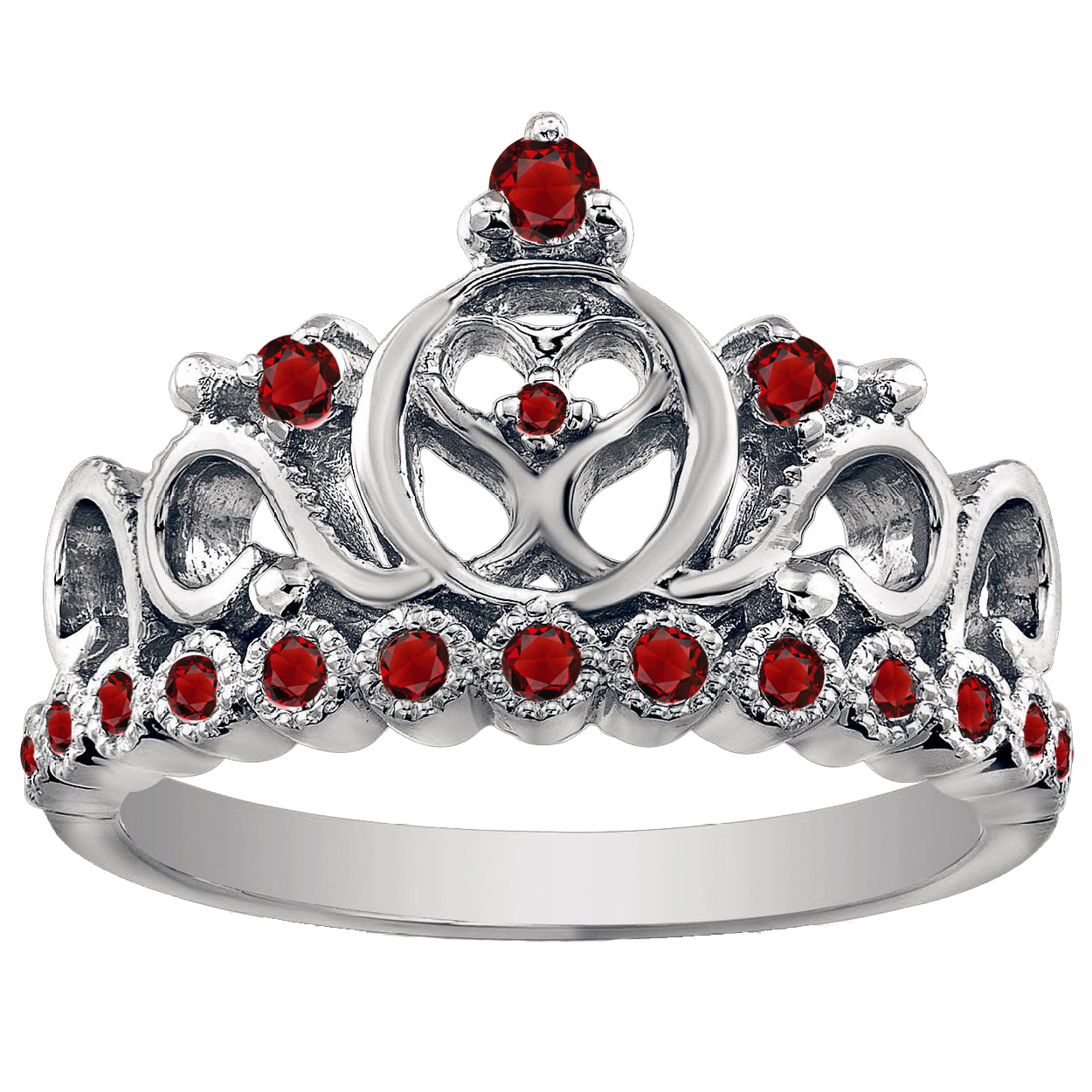 18K Gold Princess Heart Crown Ring