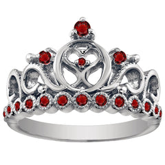 18K Gold Princess Heart Crown Ring