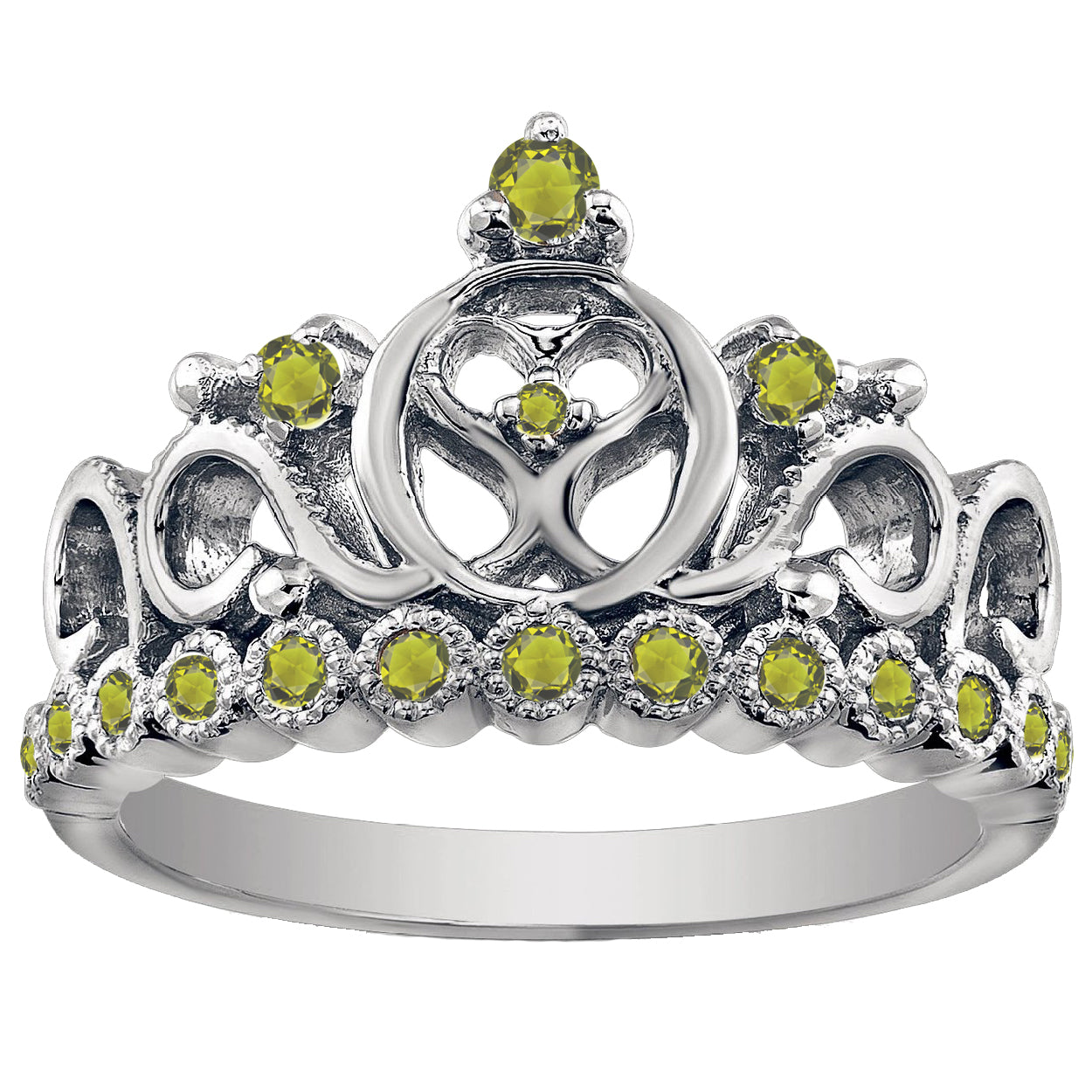 18K Gold Princess Heart Crown Ring