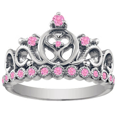 18K Gold Princess Heart Crown Ring