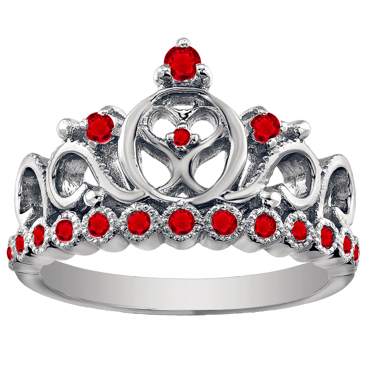 18K Gold Princess Heart Crown Ring