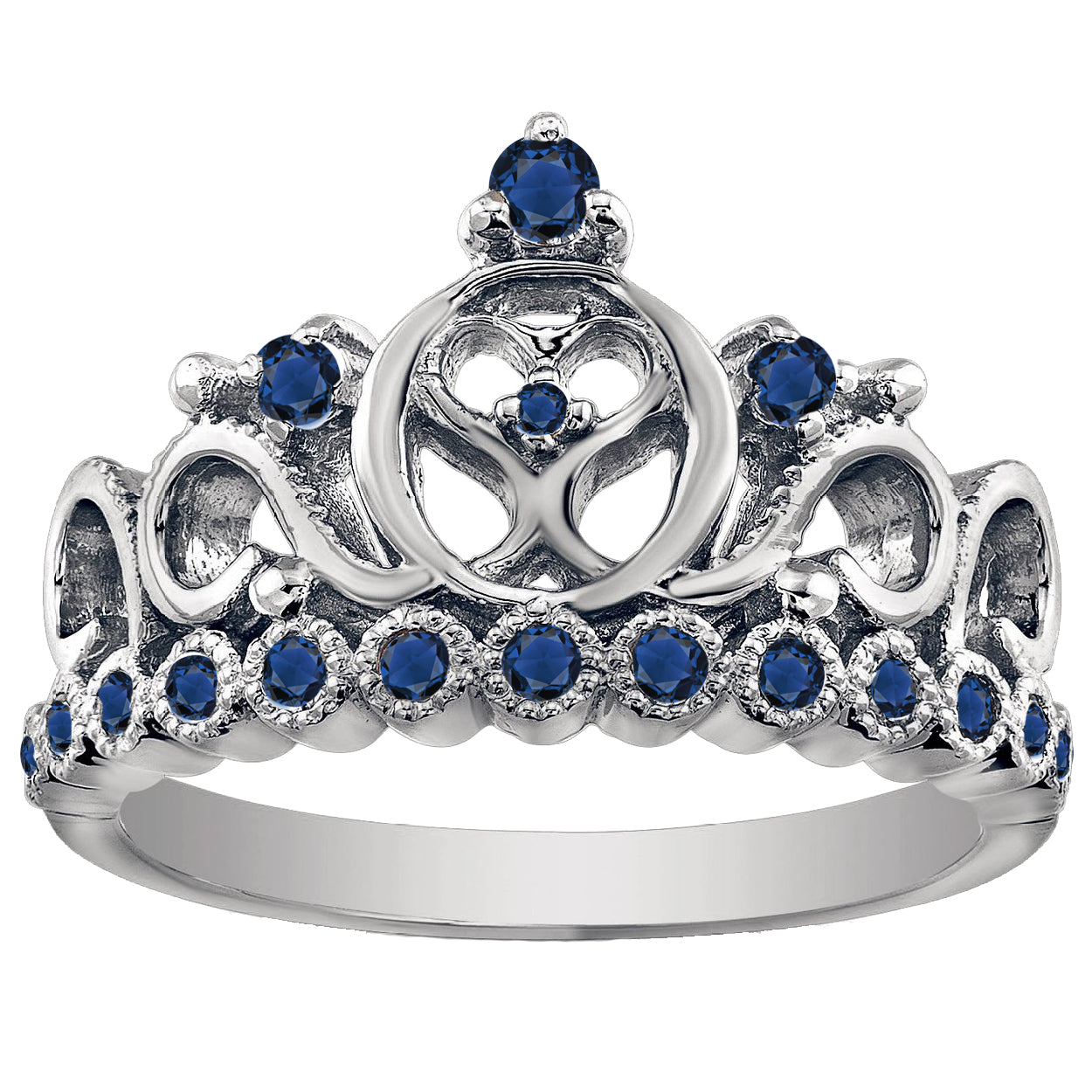 18K Gold Princess Heart Crown Ring