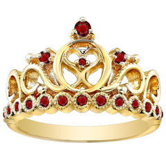 14K Gold Princess Heart Crown Ring