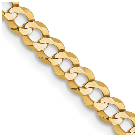 14K Yellow Gold 3.7mm Lightweight Flat Cuban Chain