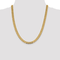 14K Yellow Gold 7.5mm Open Concave Curb Chain