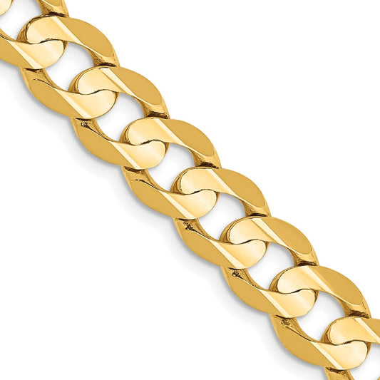 14K Yellow Gold 7.5mm Open Concave Curb Chain