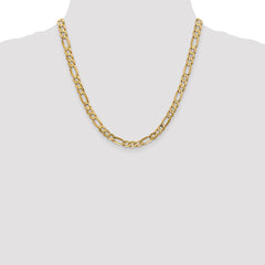 14K Yellow Gold 6mm Concave Open Figaro Chain