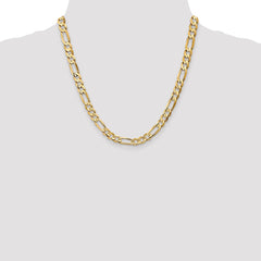 14K Yellow Gold 6.75mm Concave Open Figaro Chain
