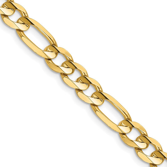 14K Yellow Gold 6.75mm Concave Open Figaro Chain
