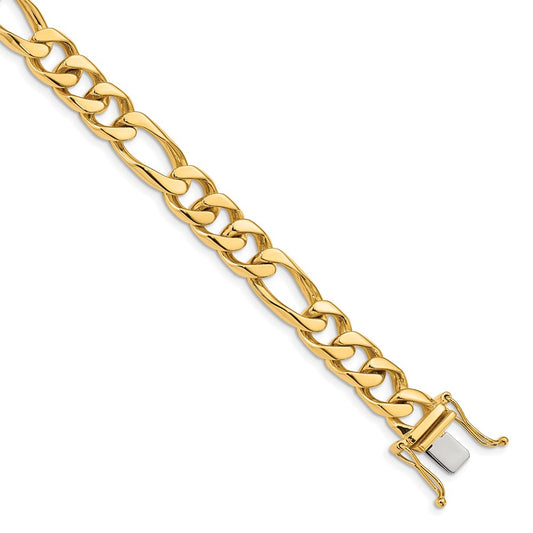 14K Yellow Gold 9mm Hand-polished Figaro Link Bracelet