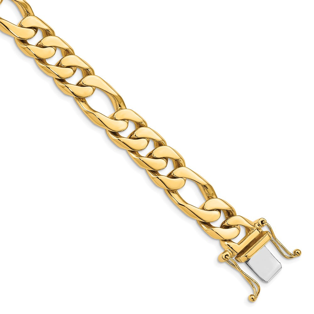 14K Yellow Gold 10mm Hand-Polished Figaro Link Bracelet