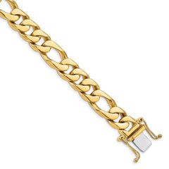 14K Yellow Gold 10mm Hand-Polished Figaro Link Bracelet