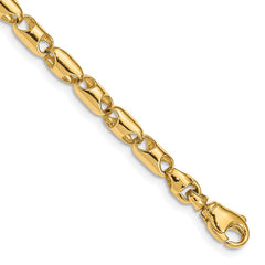 14K Yellow Gold 4.1mm Fancy Barrel Link Chain