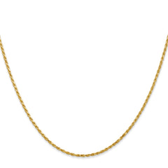 14K Yellow Gold 1.3mm Solid Diamond-cut Machine-Made Rope Chain