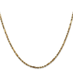 14K Yellow Gold 2.25mm Diamond-cut Milano Rope Chain