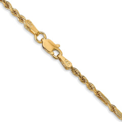 14K Yellow Gold 2.25mm Diamond-cut Milano Rope Chain
