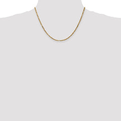 14K Yellow Gold 2.5mm Diamond-cut Milano Rope Chain