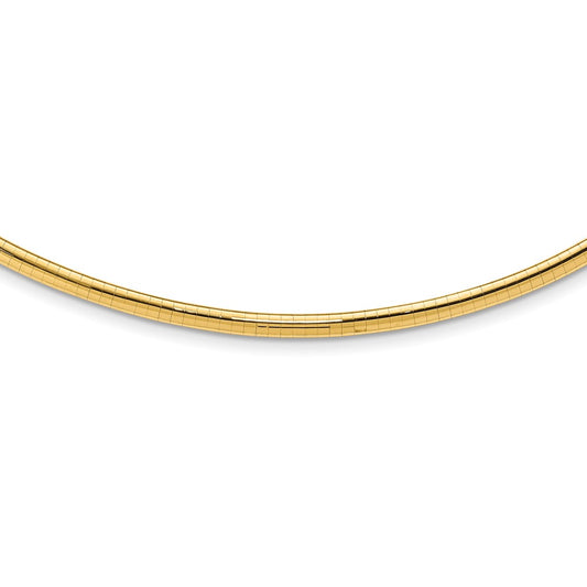 14K Yellow Gold 4mm Lightweight Domed Omega Chain