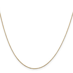 14K Yellow Gold 0.6mm Diamond-cut Round Open Link Cable Chain