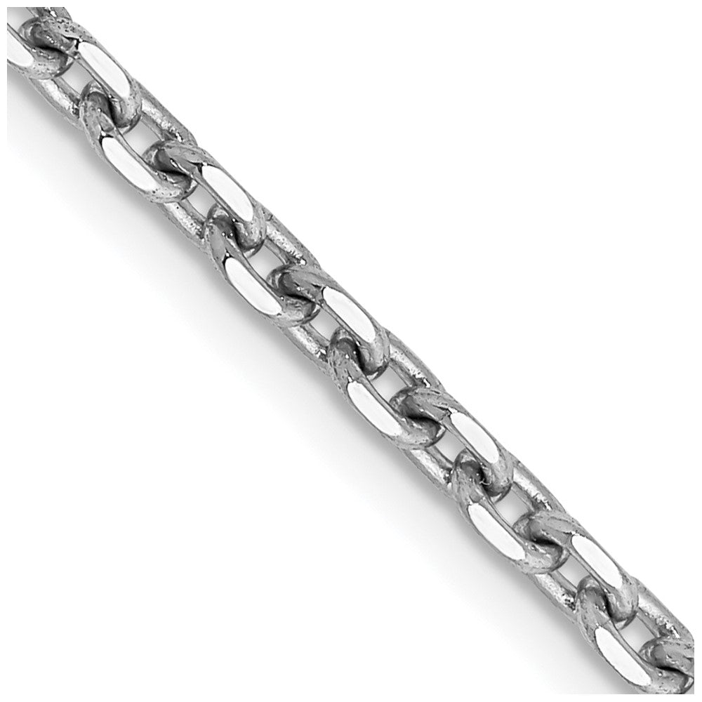 14K White Gold 2.5mm Diamond-cut Cable Chain