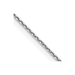 14K White Gold 0.65mm Diamond-cut Round Open Link Cable Chain