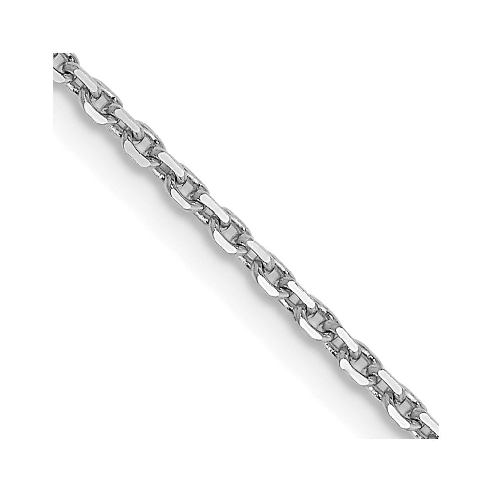 14K White Gold 1.4mm Diamond-cut Round Open Link Cable Chain