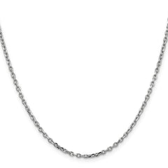 14K White Gold 2.2mm Diamond-cut Round Open Link Cable Chain