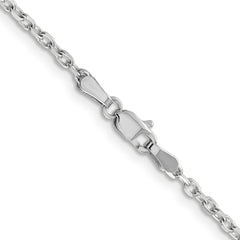 14K White Gold 2.2mm Diamond-cut Round Open Link Cable Chain