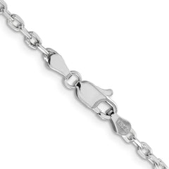 14K White Gold 3mm Diamond-cut Round Open Link Cable Chain