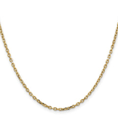 14K Yellow Gold 2.2mm Diamond-cut Round Open Link Cable Chain