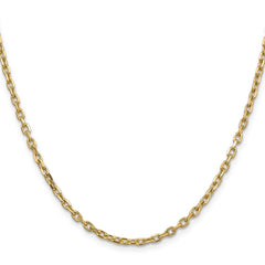 14K Yellow Gold 3mm Diamond-cut Round Open Link Cable Chain