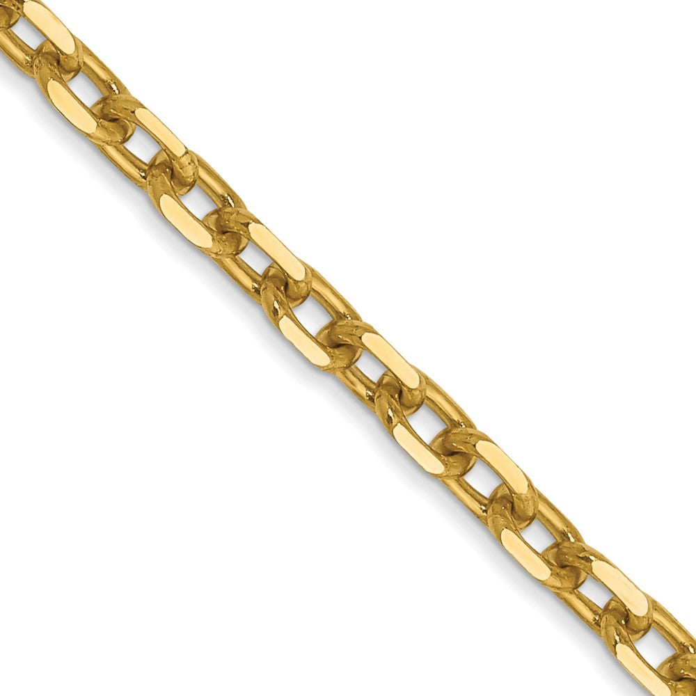14K Yellow Gold 3mm Diamond-cut Round Open Link Cable Chain