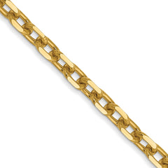 14K Yellow Gold 3mm Diamond-cut Round Open Link Cable Chain