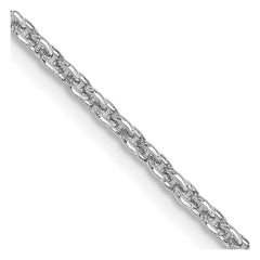 14K White Gold 2mm Round Open Link Cable Chain