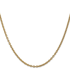 14K Yellow Gold 2.4mm Round Open Link Cable Chain
