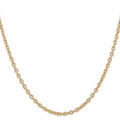 Cadena tipo cable de eslabones abiertos redondos de oro amarillo de 14 quilates de 3,2 mm