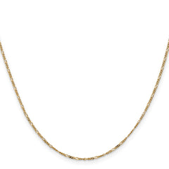 Cadena con colgante Figaro plano de oro amarillo de 14 quilates de 1,25 mm