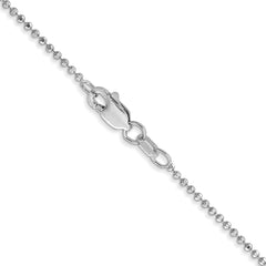 14K White Gold 1.2mm Diamond-cut Ball (Beaded) Pendant Chain
