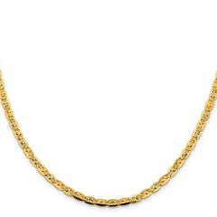 14K Tri-Color Gold 3.8mm Gold Pave Valentino Chain