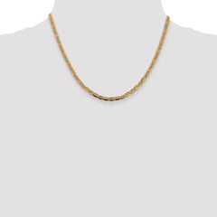 14K Tri-Color Gold 3.8mm Gold Pave Valentino Chain