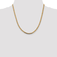 14K Tri-Color Gold 3.8mm Gold Pave Valentino Chain